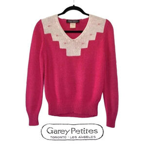 Garey Petites Vintage Hot Pink  Knit Sweater